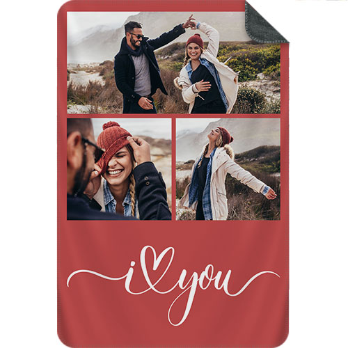 Photo Blanket Collage Portrait - I love you